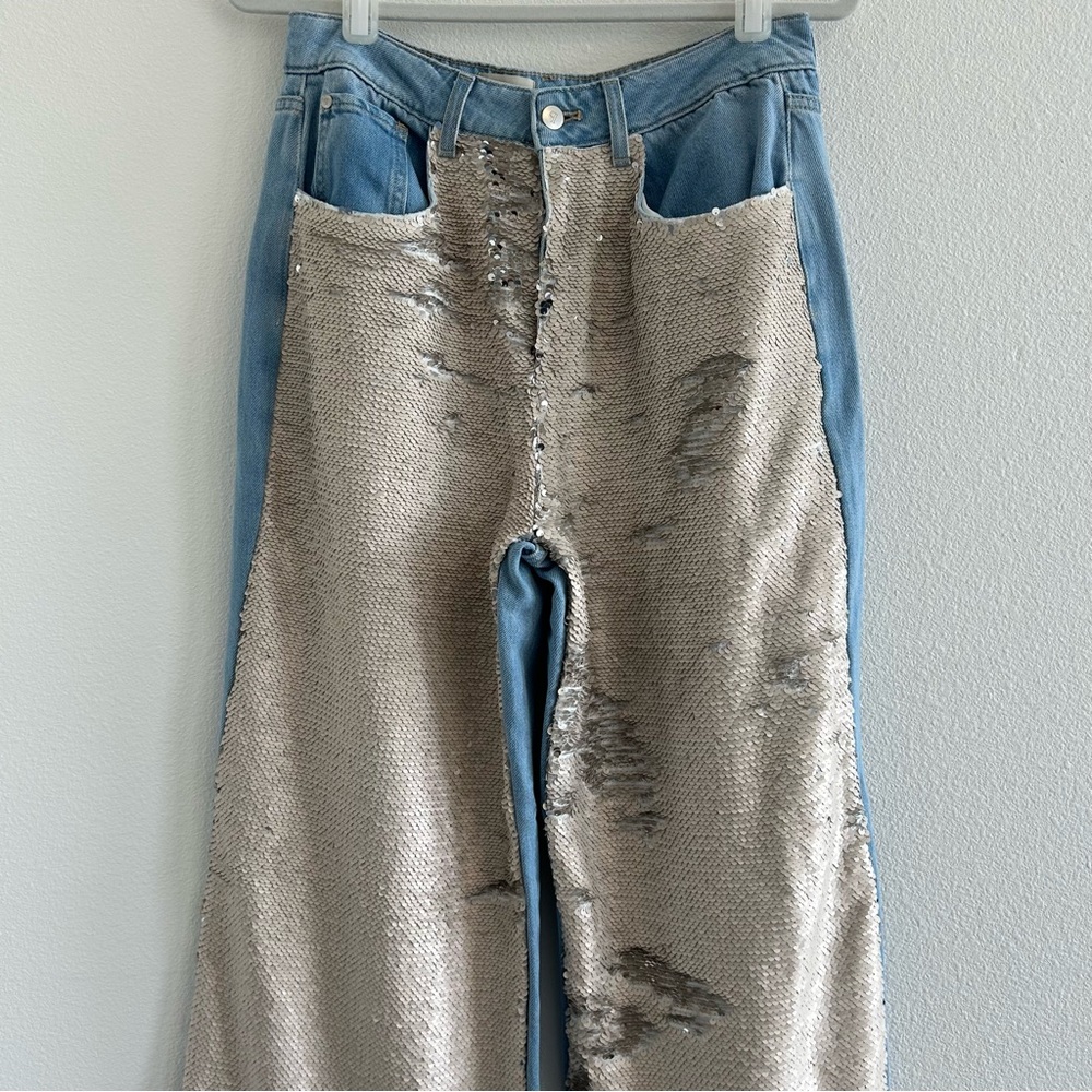 Pilcro Sequin High-Rise Wide-Leg Skater Jeans - Picture 3 of 9